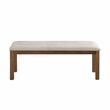 Pemberly Row Pine Wood Dining Bench with Fabric Seat in Brown Finish