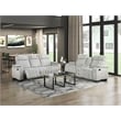 Pemberly Row Double Reclining Loveseat with LED & Speakers in Light Gray