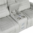Pemberly Row Double Reclining Loveseat with LED & Speakers in Light Gray