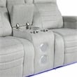 Pemberly Row Double Reclining Loveseat with LED & Speakers in Light Gray