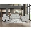 Pemberly Row Double Reclining Loveseat with LED & Speakers in Light Gray