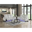 Pemberly Row Double Reclining Loveseat with LED & Speakers in Light Gray