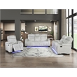 Pemberly Row Double Reclining Loveseat with LED & Speakers in Light Gray