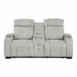 Pemberly Row Double Reclining Loveseat with LED & Speakers in Light Gray