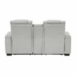 Pemberly Row Double Reclining Loveseat with LED & Speakers in Light Gray