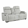 Pemberly Row Double Reclining Loveseat with LED & Speakers in Light Gray