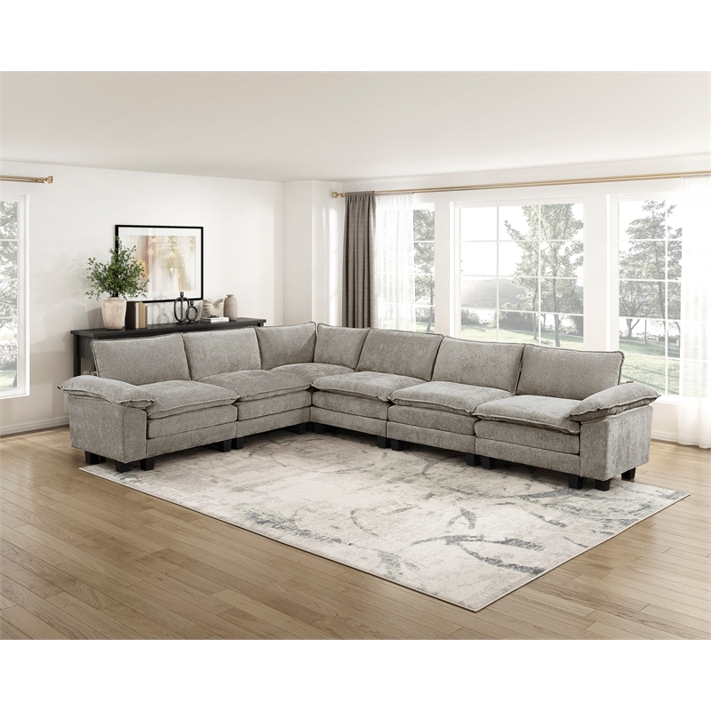 Pemberly Row Upholstered Armless Chair with Foam Over Pocket Coils in Pewter