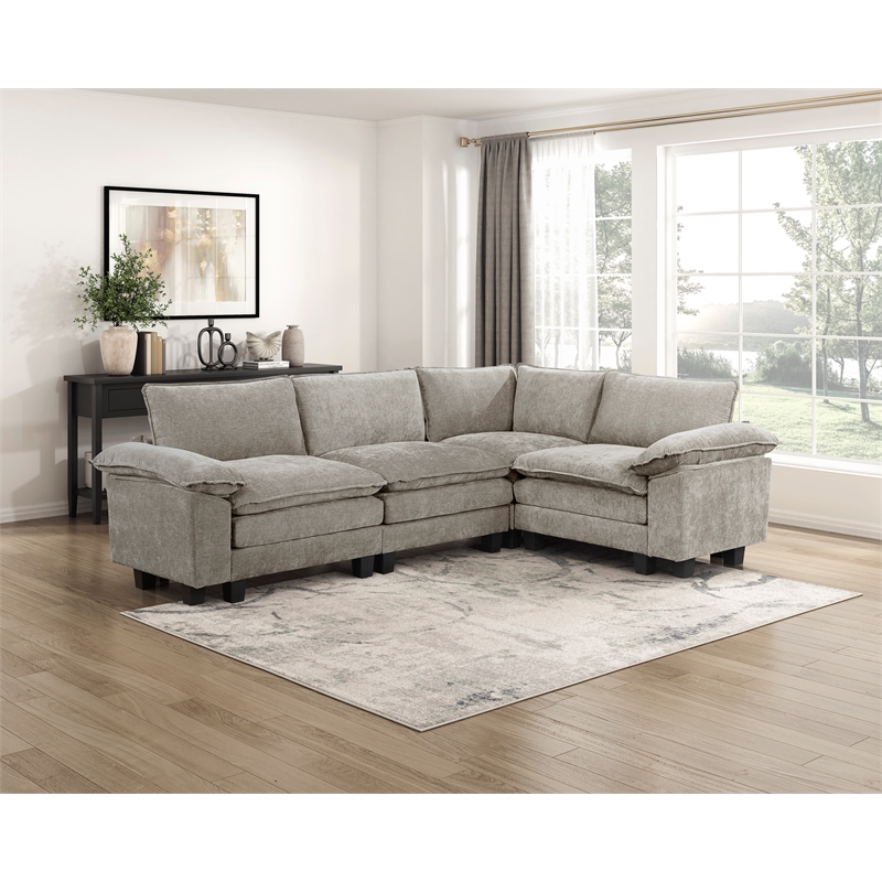 Pemberly Row Upholstered Armless Chair with Foam Over Pocket Coils in Pewter