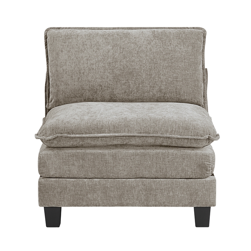 Pemberly Row Upholstered Armless Chair with Foam Over Pocket Coils in Pewter