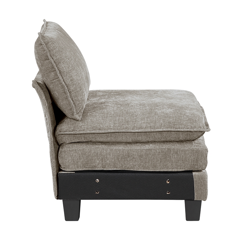 Pemberly Row Upholstered Armless Chair with Foam Over Pocket Coils in Pewter