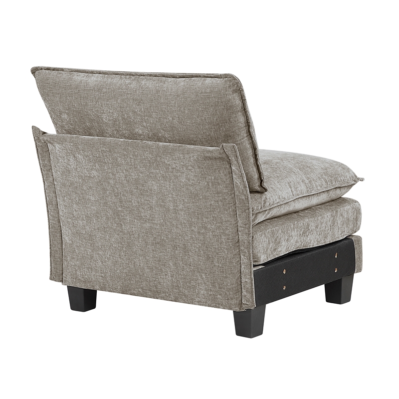 Pemberly Row Upholstered Armless Chair with Foam Over Pocket Coils in Pewter