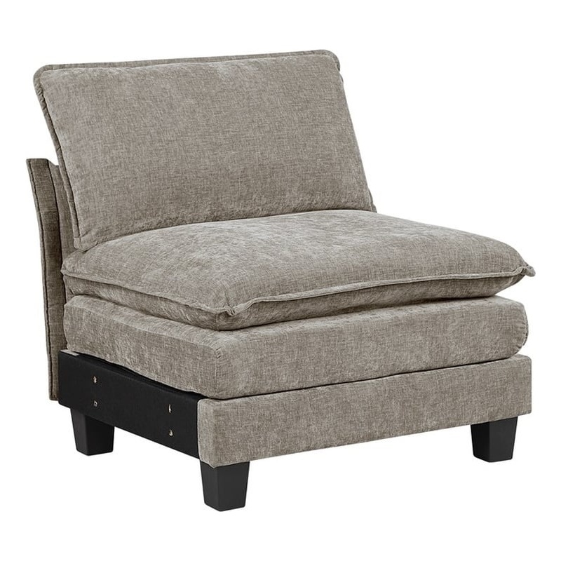 Pemberly Row Upholstered Armless Chair with Foam Over Pocket Coils in Pewter