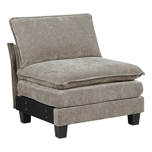 Pemberly Row Upholstered Armless Chair with Foam Over Pocket Coils in Pewter