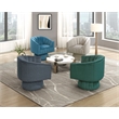 Pemberly Row Velvet Barrel Back Swivel Chair with Channel Stitching in Dark Teal