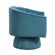 Pemberly Row Velvet Barrel Back Swivel Chair with Channel Stitching in Dark Teal
