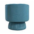 Pemberly Row Velvet Barrel Back Swivel Chair with Channel Stitching in Dark Teal