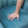 Pemberly Row Velvet Barrel Back Swivel Chair with Channel Stitching in Dark Teal