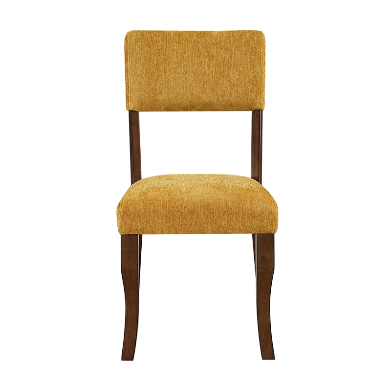 Pemberly Row Chenille Upholstered Side Chair with Wood Frame in Mustard