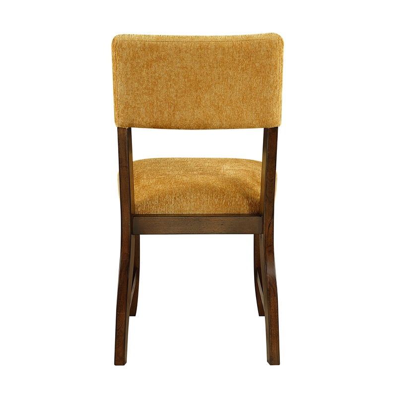Pemberly Row Chenille Upholstered Side Chair with Wood Frame in Mustard