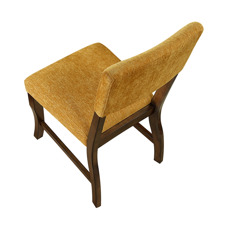 Pemberly Row Chenille Upholstered Side Chair with Wood Frame in Mustard