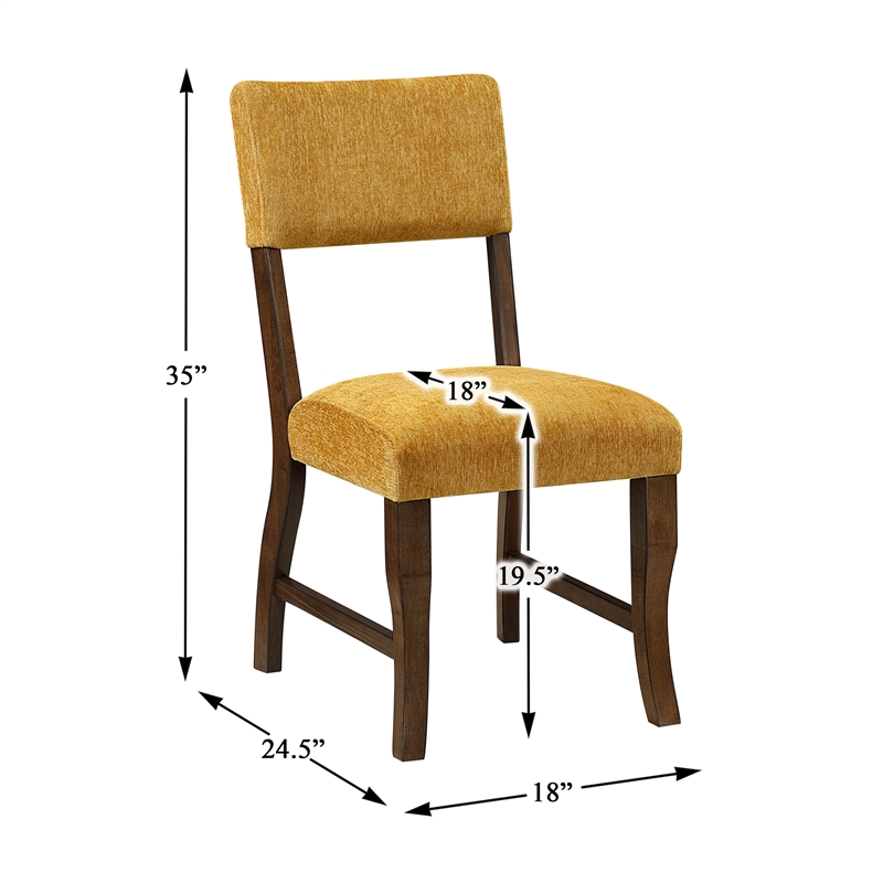 Pemberly Row Chenille Upholstered Side Chair with Wood Frame in Mustard