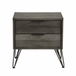 Pemberly Row 2-Drawer Acacia Nightstand with Metal Legs in 3 Tone Gray