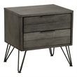 Pemberly Row 2-Drawer Acacia Nightstand with Metal Legs in 3 Tone Gray