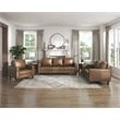 Pemberly Row Faux Leather Arm Chair with Foam Over Pocket Coils in Brown