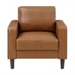 Pemberly Row Faux Leather Arm Chair with Foam Over Pocket Coils in Brown