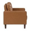 Pemberly Row Faux Leather Arm Chair with Foam Over Pocket Coils in Brown