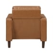 Pemberly Row Faux Leather Arm Chair with Foam Over Pocket Coils in Brown