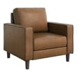 Pemberly Row Faux Leather Arm Chair with Foam Over Pocket Coils in Brown