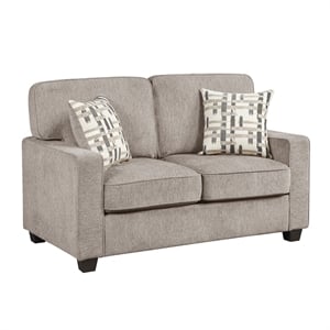 Pemberly Row Chenille Loveseat with Reversible Cushions and 2 Pillows in Taupe