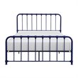 Pemberly Row Queen Metal Platform Bed with Traditional Accents in Navy Blue