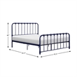 Pemberly Row Queen Metal Platform Bed with Traditional Accents in Navy Blue