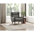 Pemberly Row Textured Wingback Accent Chair with Espresso Wood Legs in Dark Gray