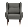 Pemberly Row Textured Wingback Accent Chair with Espresso Wood Legs in Dark Gray