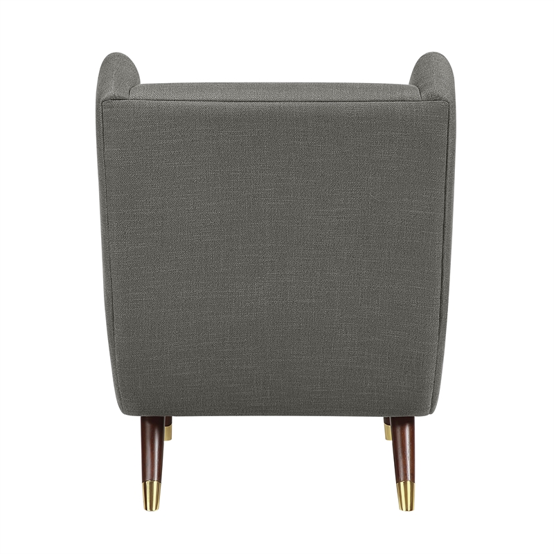 Pemberly Row Textured Wingback Accent Chair with Espresso Wood Legs in Dark Gray