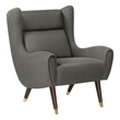 Pemberly Row Textured Wingback Accent Chair with Espresso Wood Legs in Dark Gray