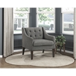 Pemberly Row Textured Mid-Century Tufted Accent Chair with Wood Legs - Dark Gray