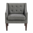 Pemberly Row Textured Mid-Century Tufted Accent Chair with Wood Legs - Dark Gray