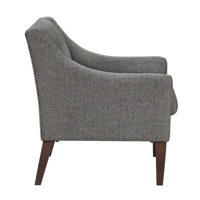 Pemberly Row Textured Mid-Century Tufted Accent Chair with Wood Legs - Dark Gray