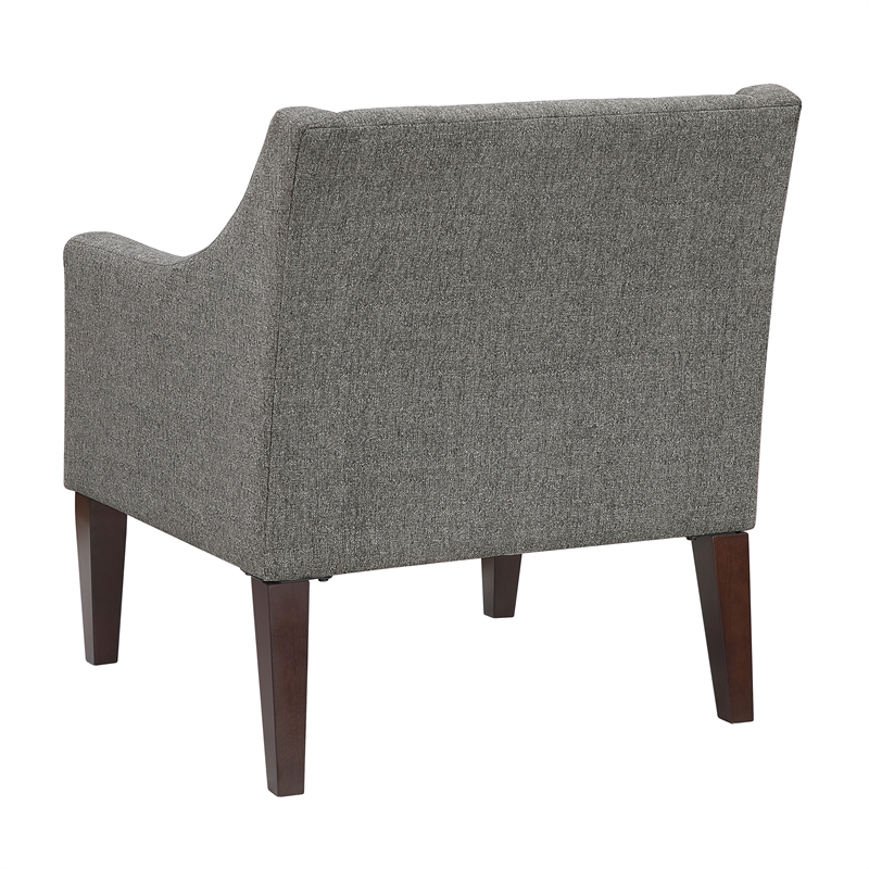 Pemberly Row Textured Mid-Century Tufted Accent Chair with Wood Legs - Dark Gray