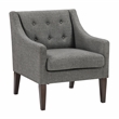 Pemberly Row Textured Mid-Century Tufted Accent Chair with Wood Legs - Dark Gray