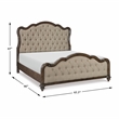 Pemberly Row Upholstered Queen Bed with Tufted Headboard in Brown Oak Finish