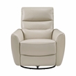 Pemberly Row Top-Grain Leather Swivel Glider Reclining Chair in Taupe