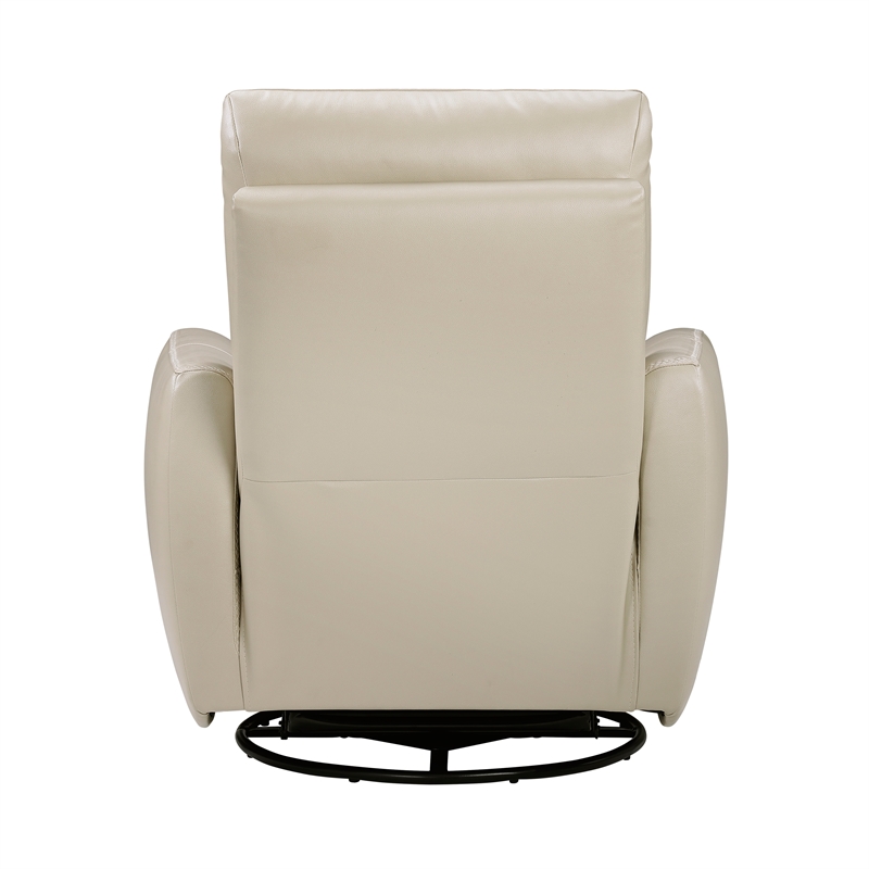 Pemberly Row Top-Grain Leather Swivel Glider Reclining Chair in Taupe