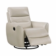 Pemberly Row Top-Grain Leather Swivel Glider Reclining Chair in Taupe