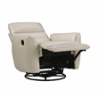 Pemberly Row Top-Grain Leather Swivel Glider Reclining Chair in Taupe