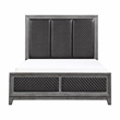 Pemberly Row Upholstered Queen Bed with Quilted Faux Leather - Wire-Brushed Gray